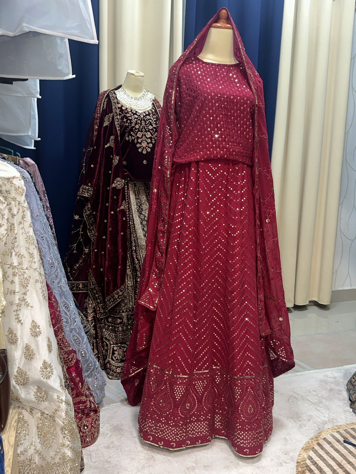 Party Glamz Bright Maroon Lengha