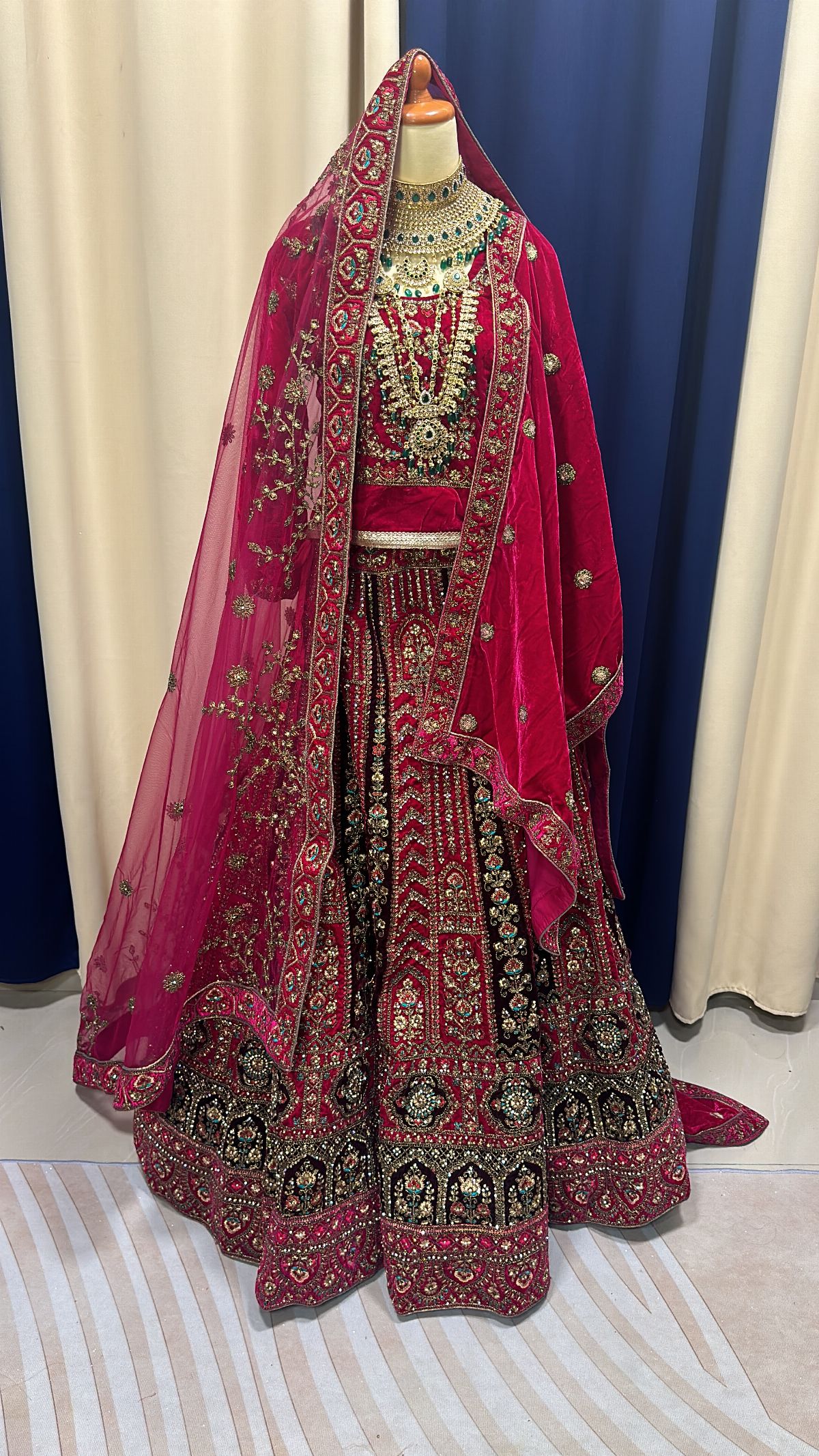 Grand Double Dupatta Rani Pink Lengha