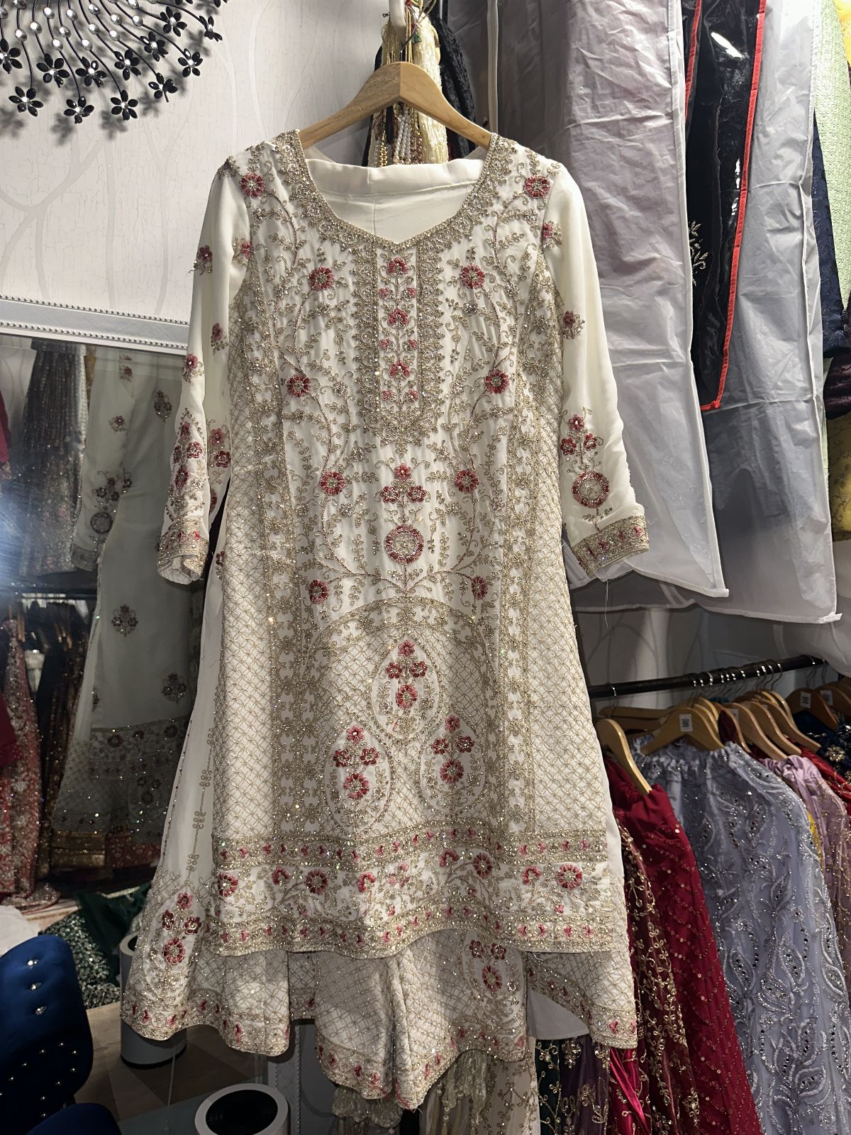 Punjabi Suit Palazo Off White