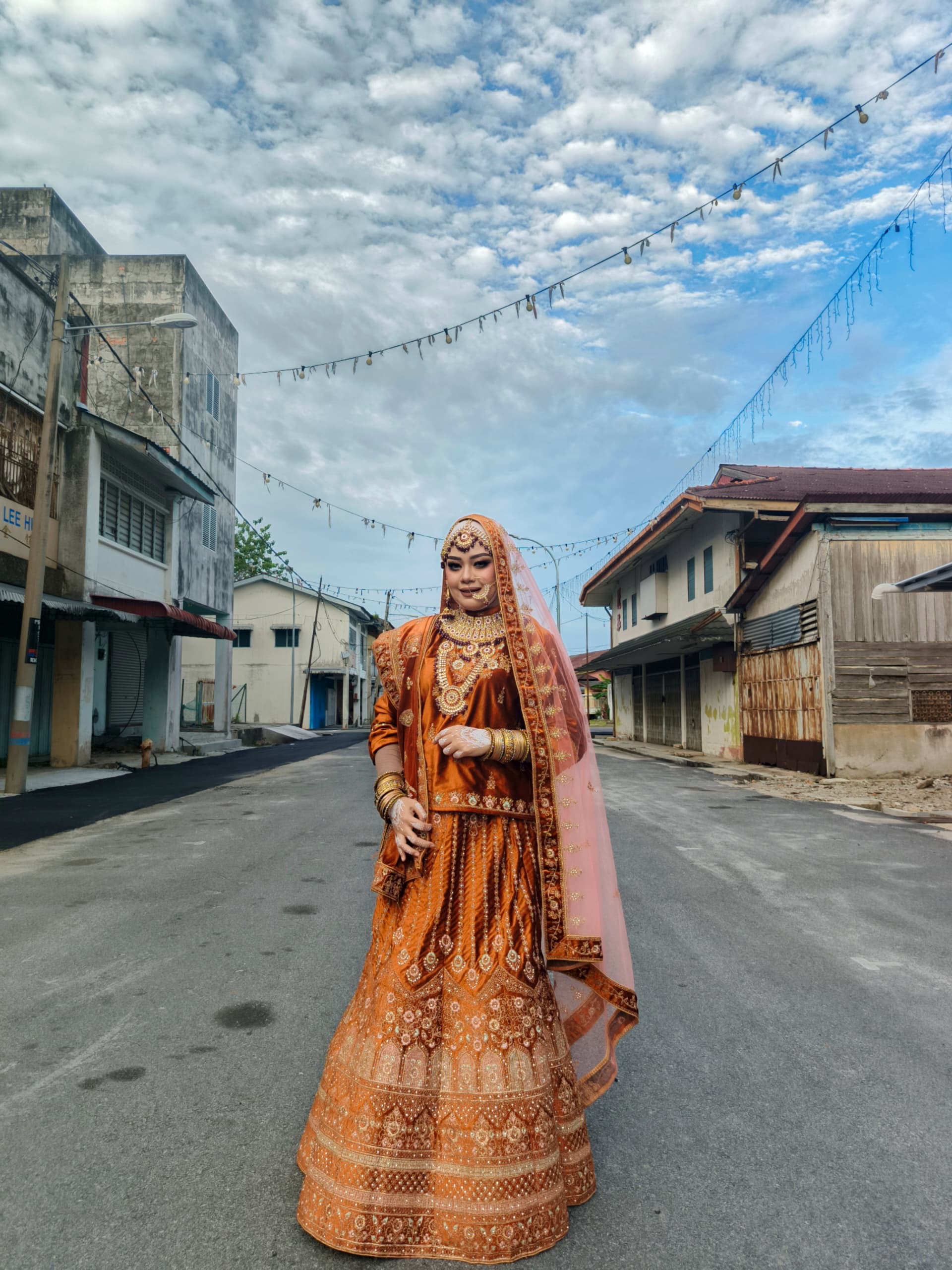 Grand Double Dupatta Orange Mustard Lengha