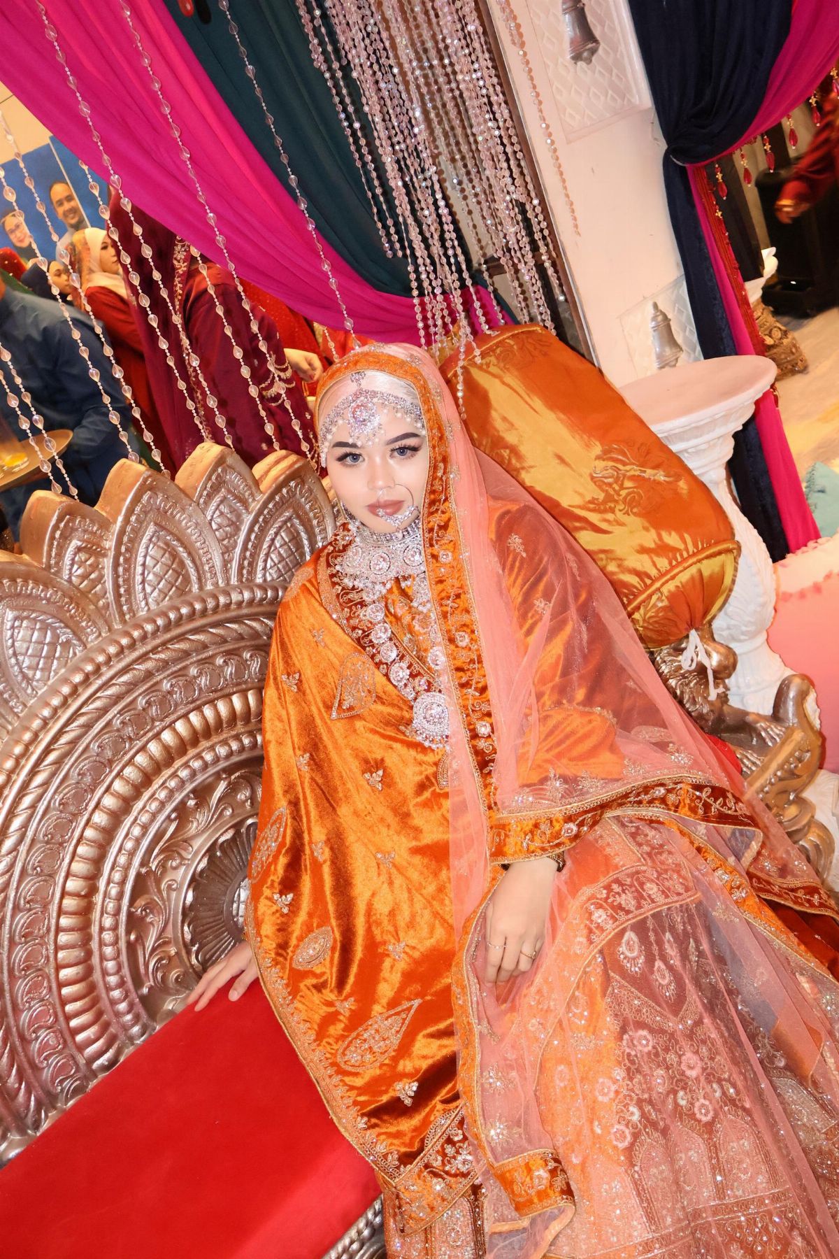 Grand Double Dupatta Orange Mustard Lengha
