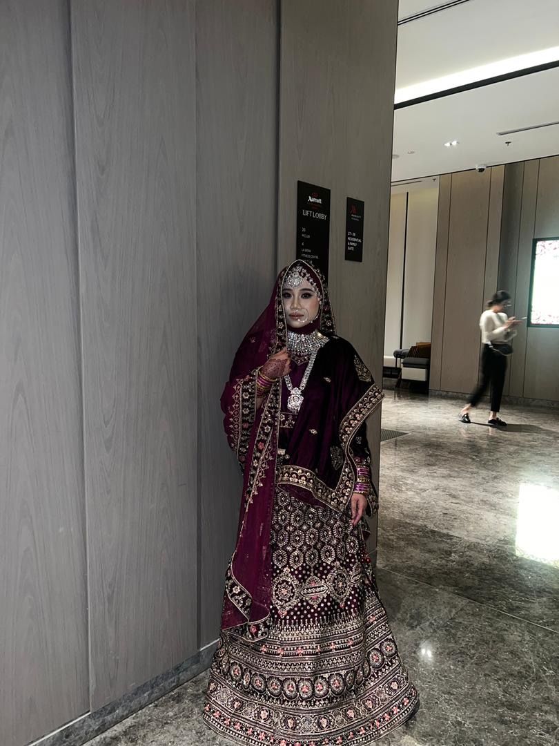 Grand Double Dupatta Purple Lengha