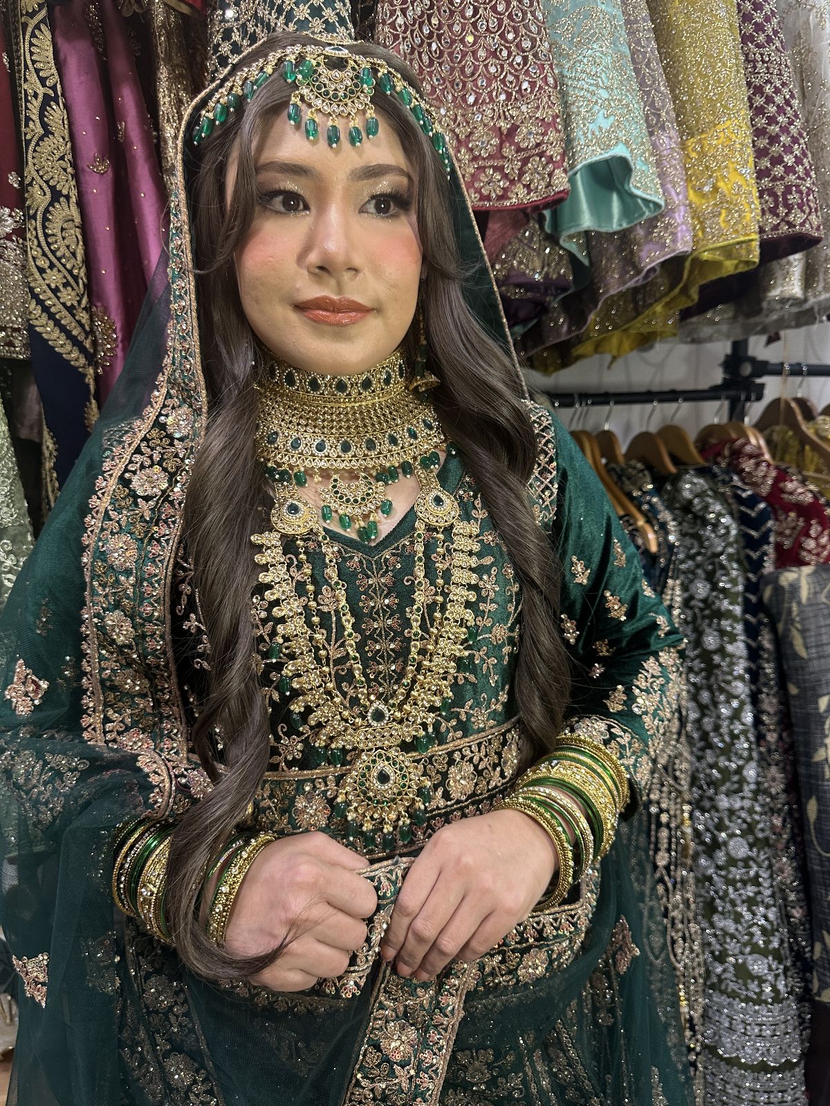 Grand Stones Emerald Green Lengha Dress