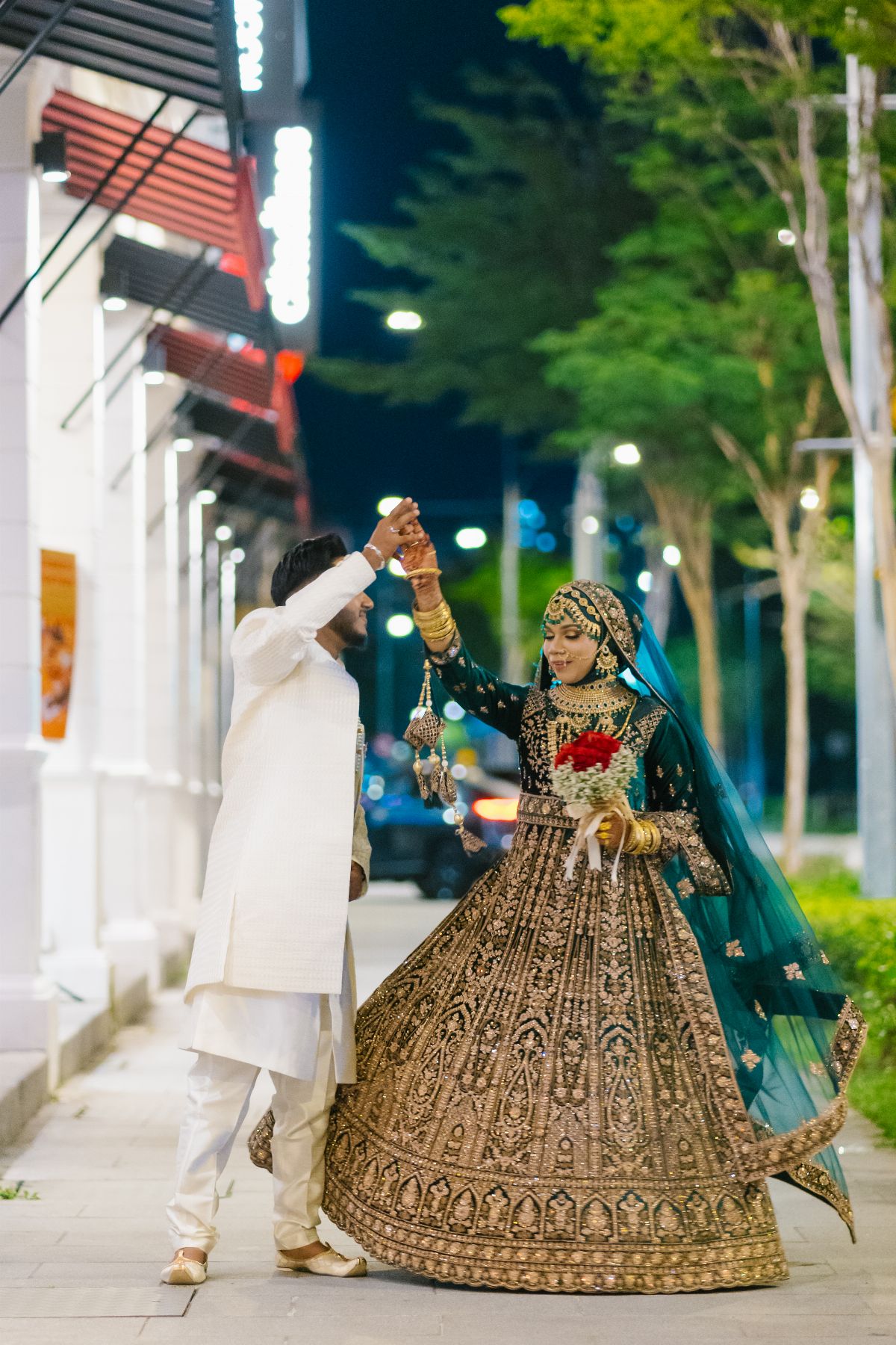 Grand Stones Emerald Green Lengha Dress