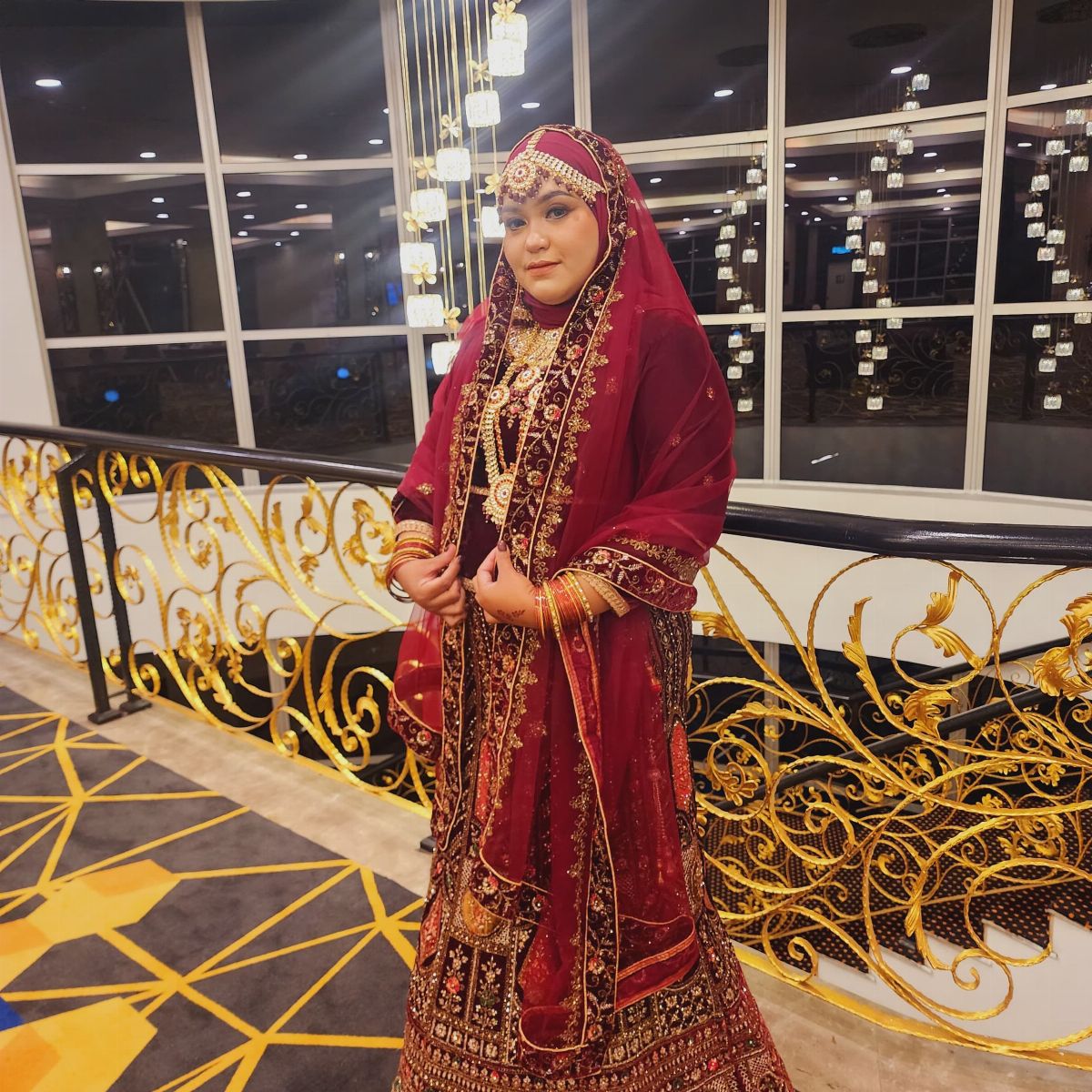 Grand Double Dupatta Maroon Lengha