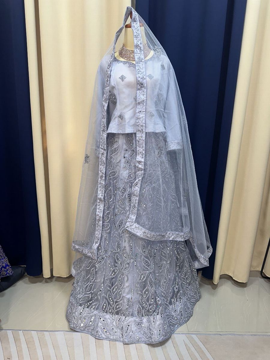 Party Silver Blue Lengha