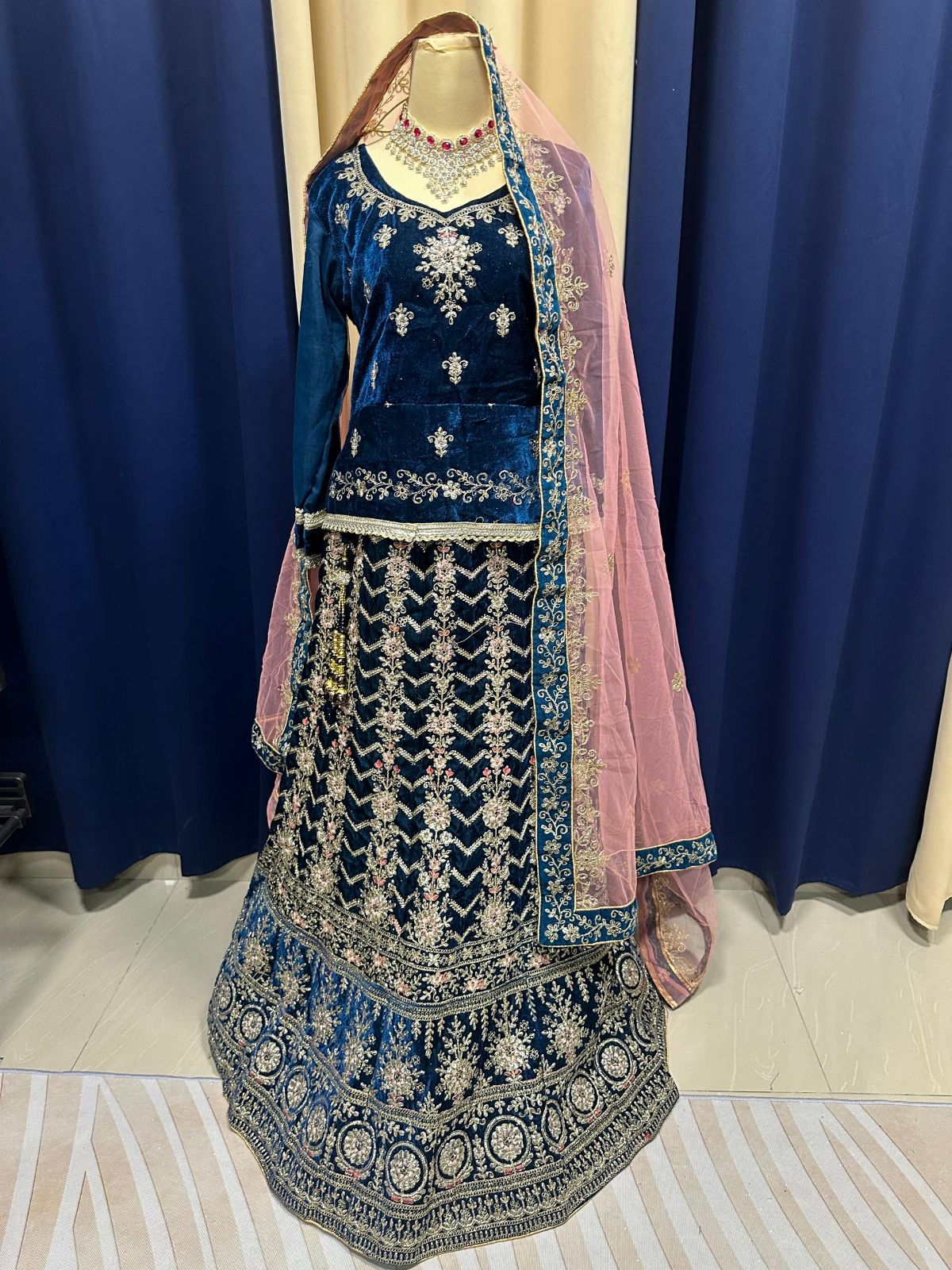 Party Blue Pink Lengha