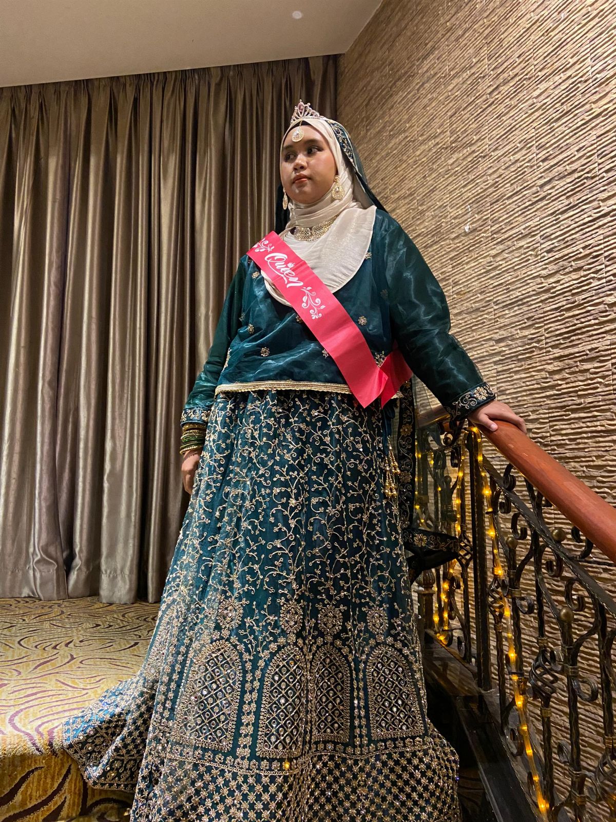 Plusize Party Mirror Emerald Green Lengha