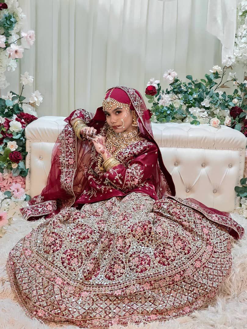 Grand Mirror Maroon Lengha