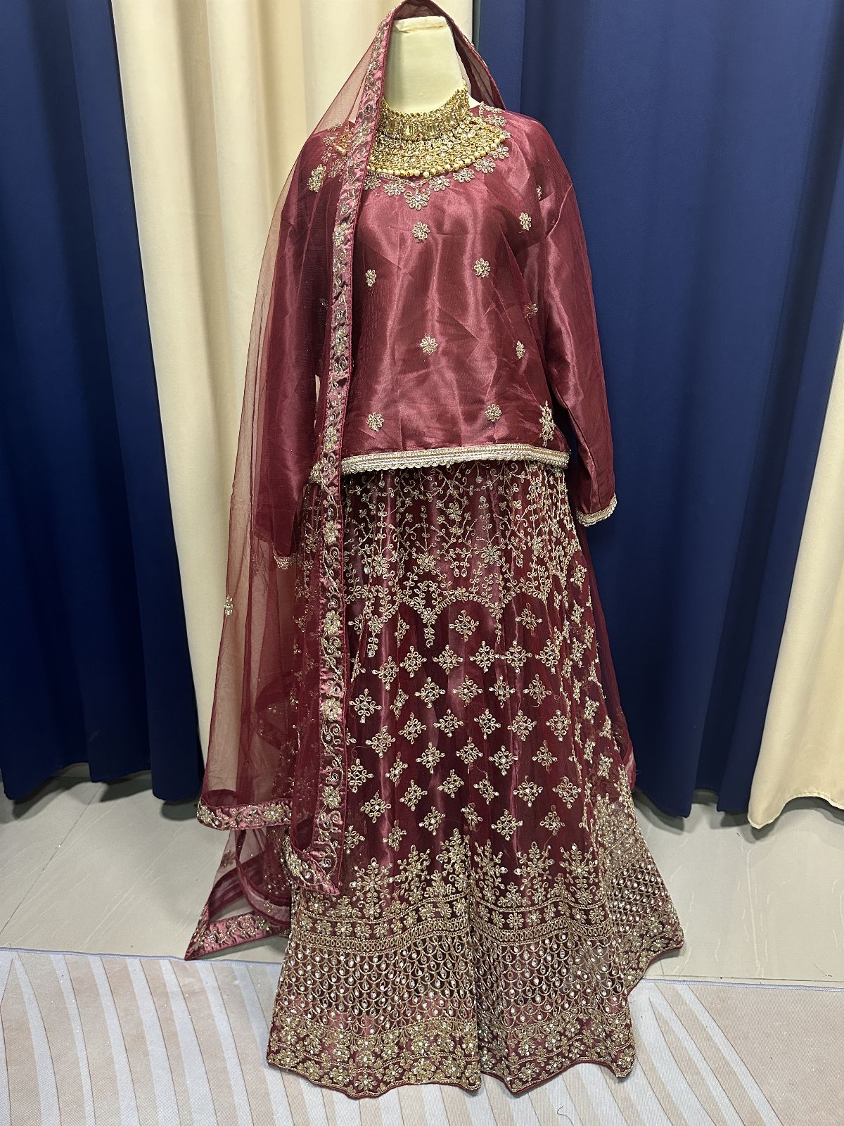 Plusize Party Mirror Plum Lengha