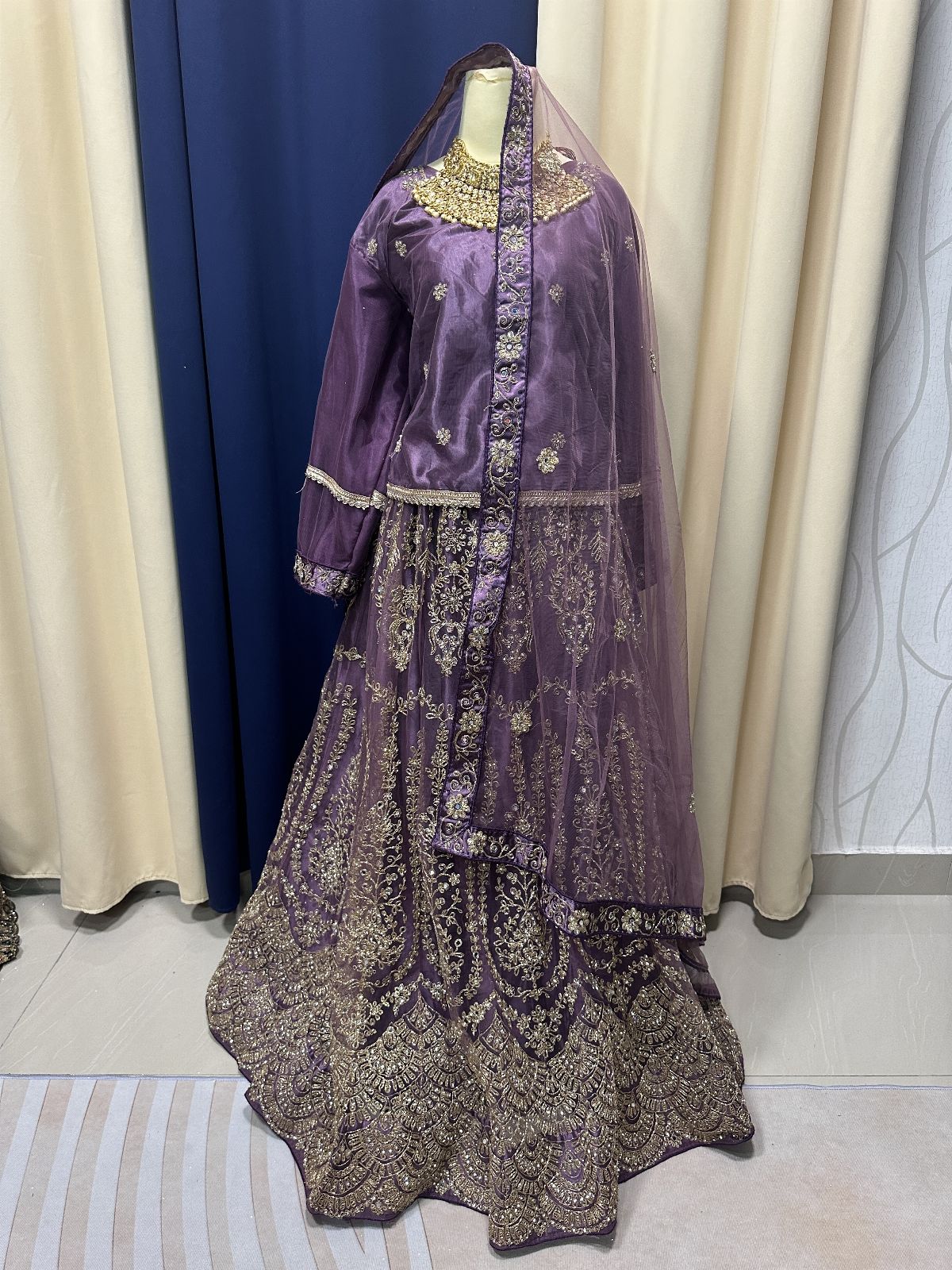 Plusize Party Mirror Mauve Lengha