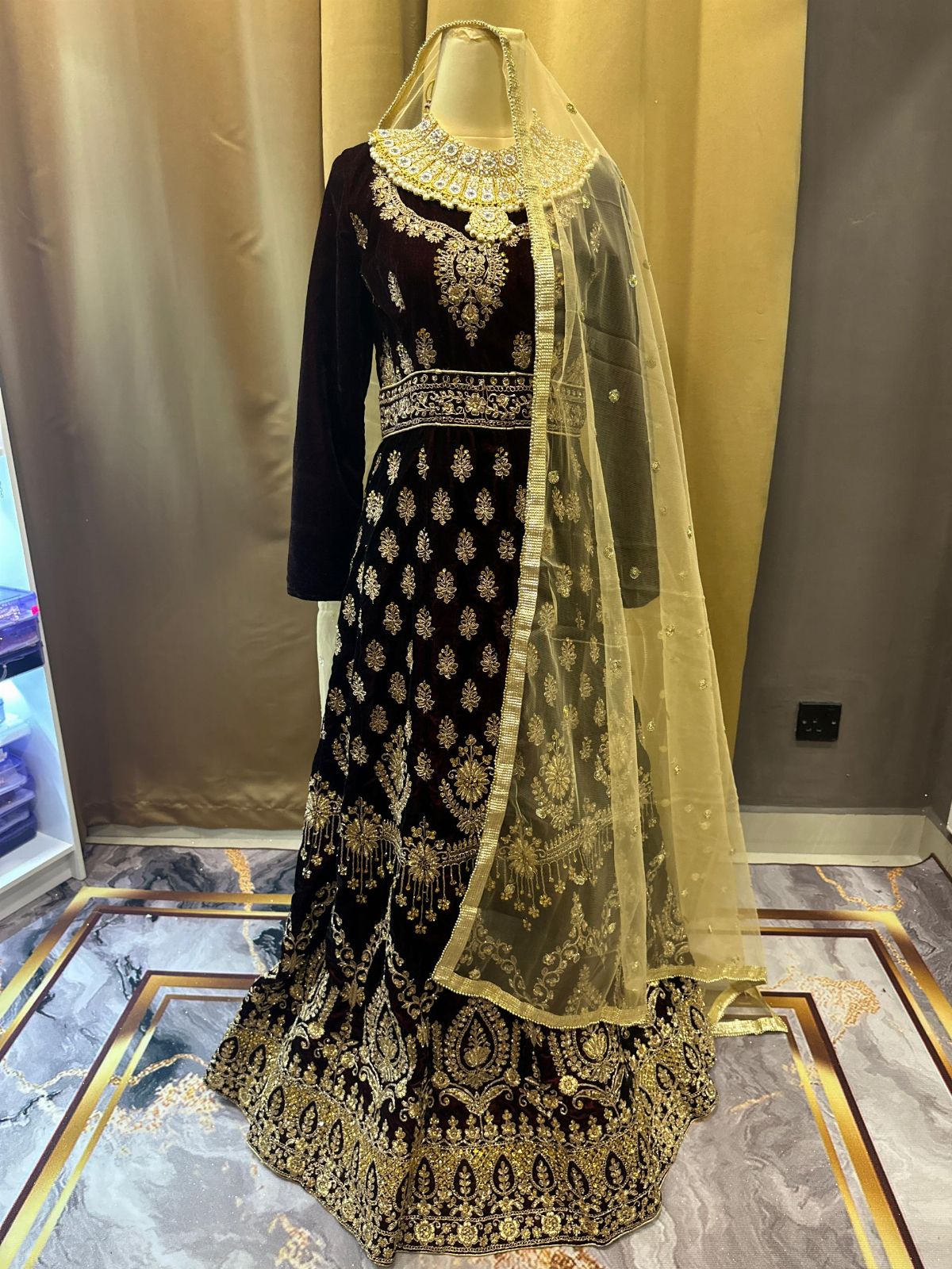 Party Dark Maroon Lengha Dress