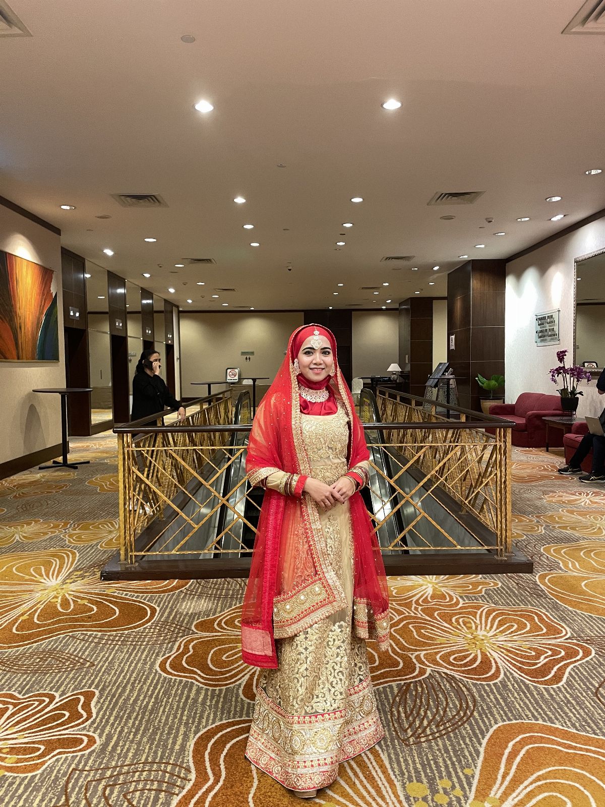 Party Gold Red Lengha Dress