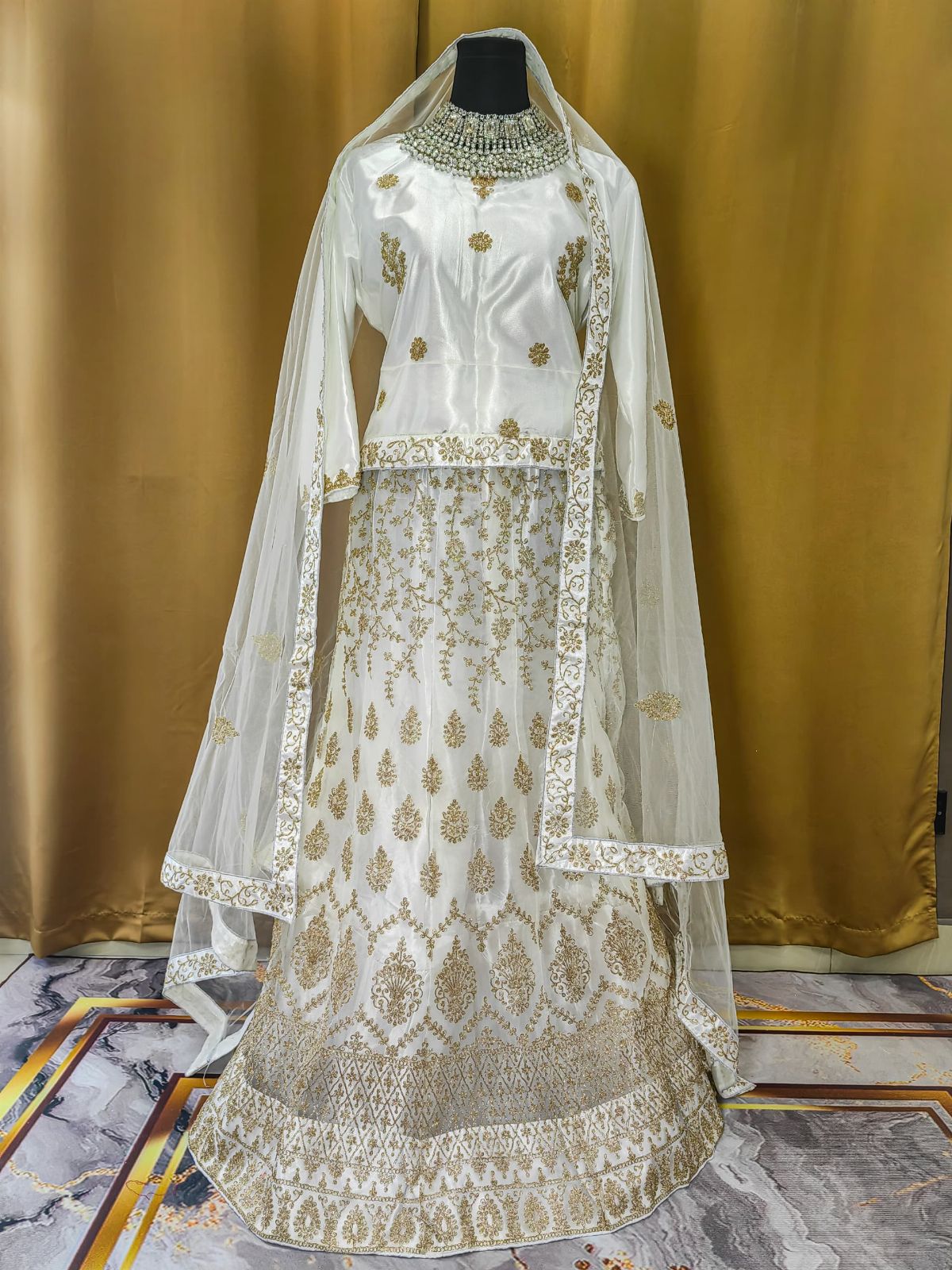 Party Off White Lengha
