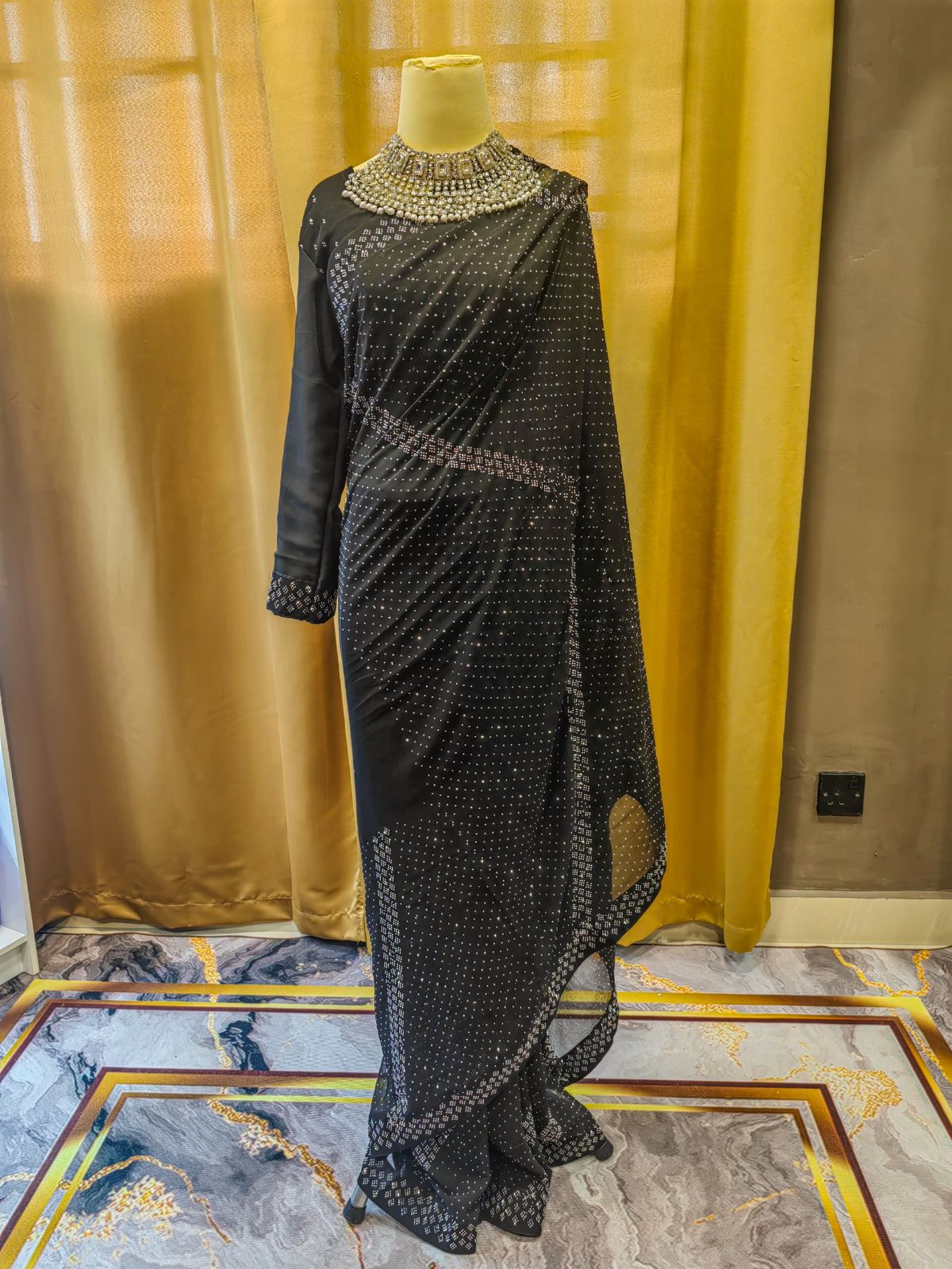 Grand Stones Black Saree