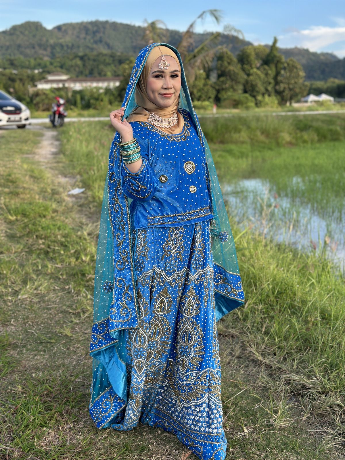 Party Jasmine Blue Lengha