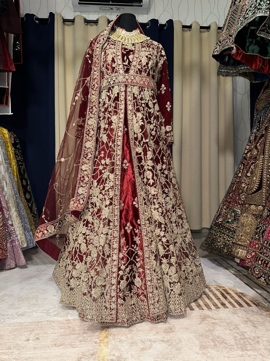 Grand Arabian Maroon Gold Lengha