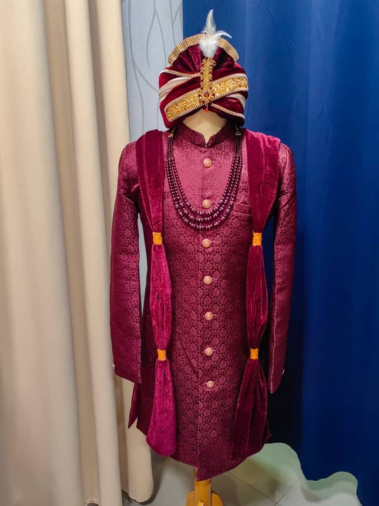 Grand Sherwani Maroon Wine