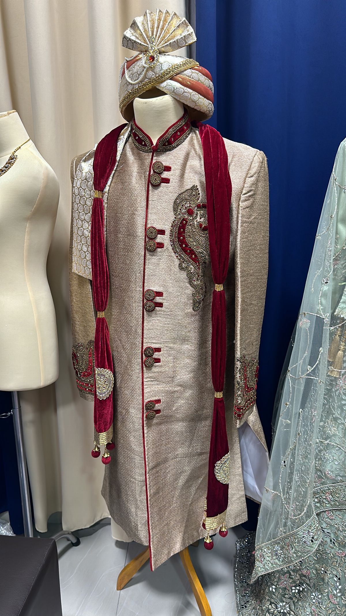 Grand Sherwani Brown Gold