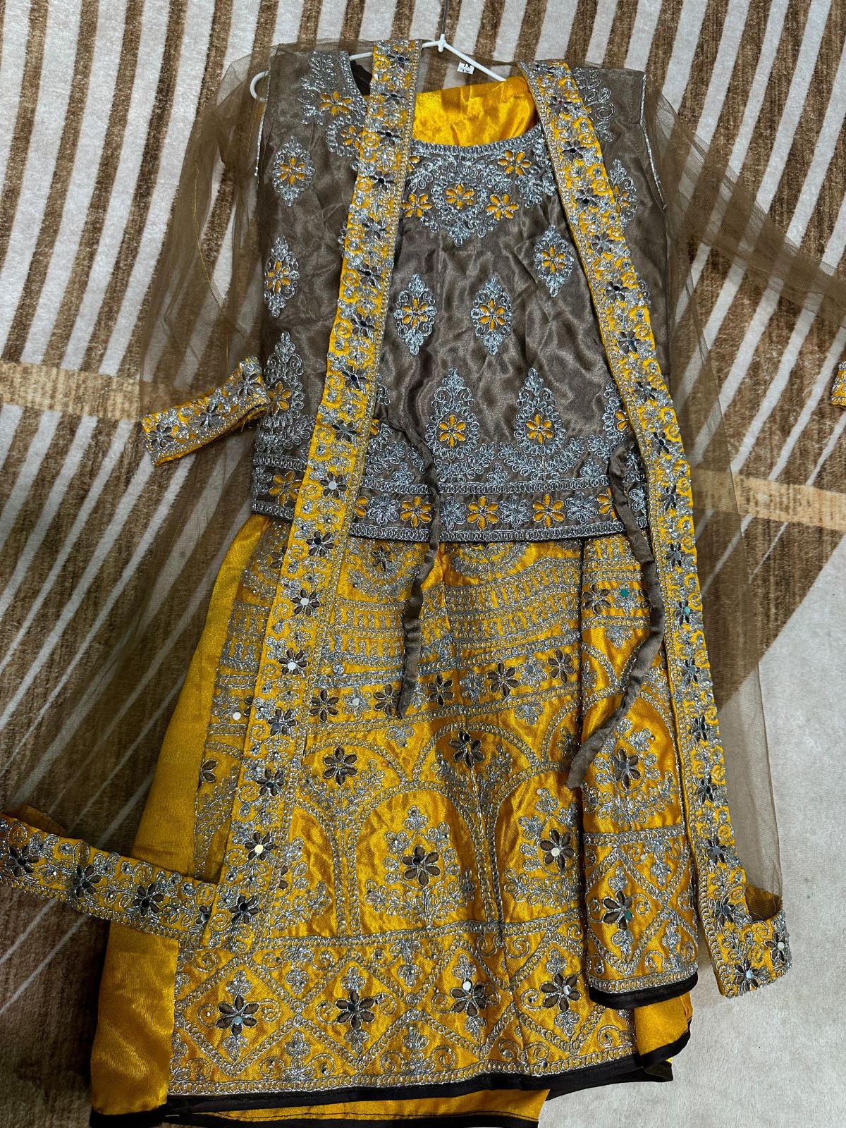 Kids Yellow Nude Lengha